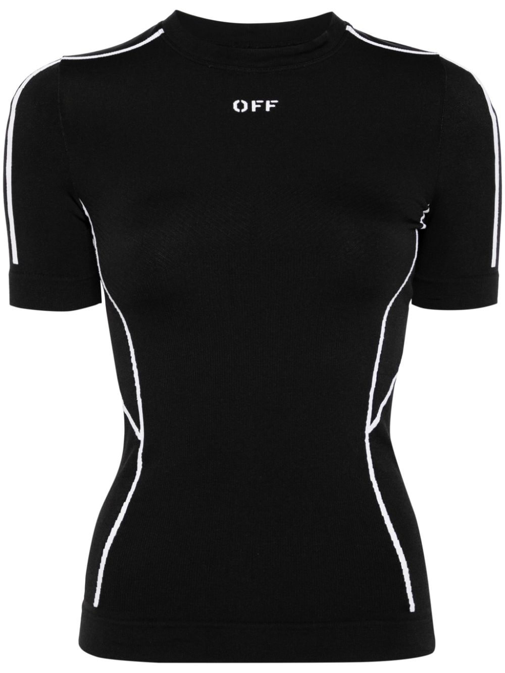 Shop Off-white Logo-print Performance T-shirt In 1001 Black Whit