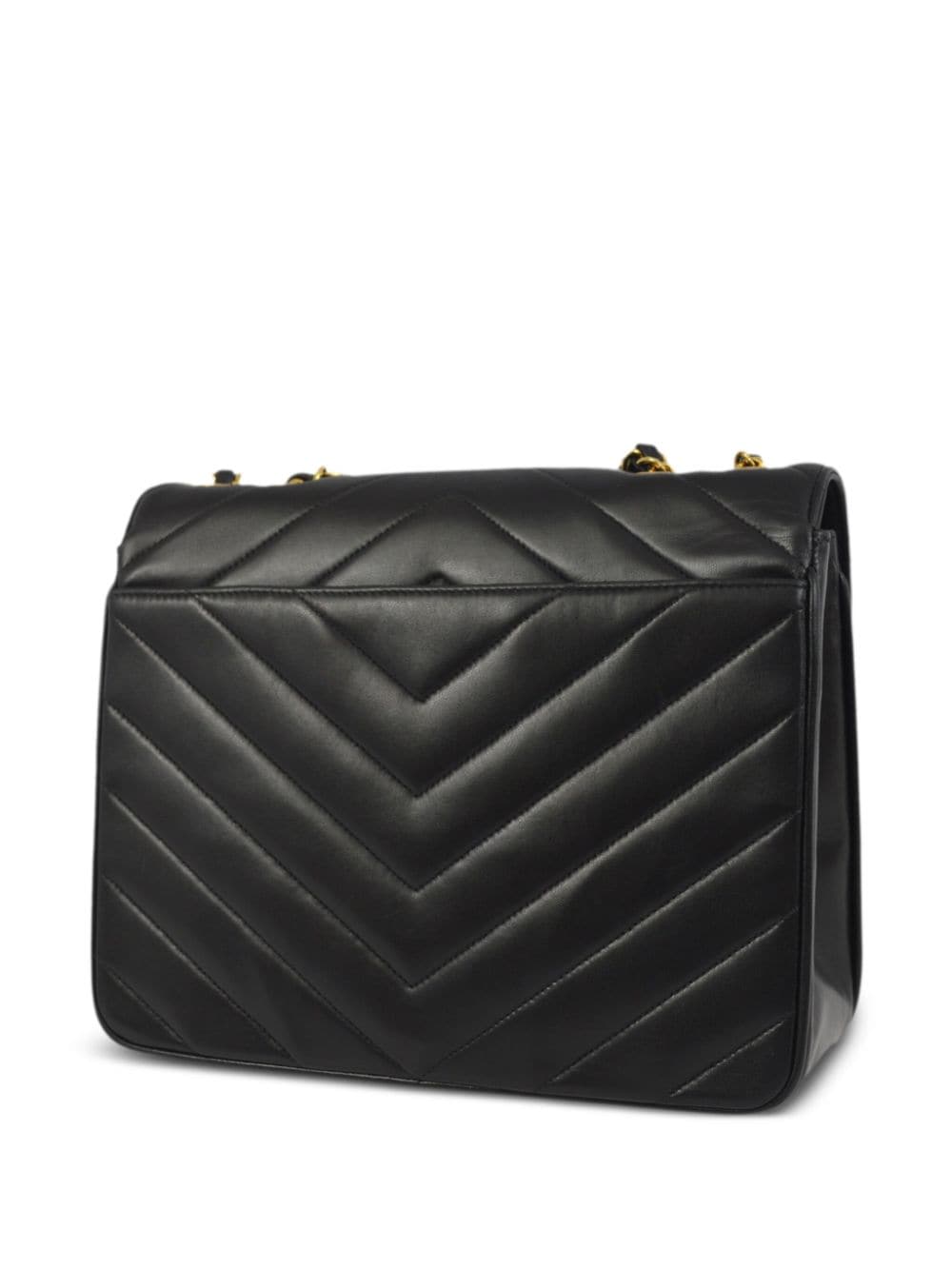 CHANEL Pre-Owned 1992 Chevron Mademoiselle schoudertas met overslag - Zwart