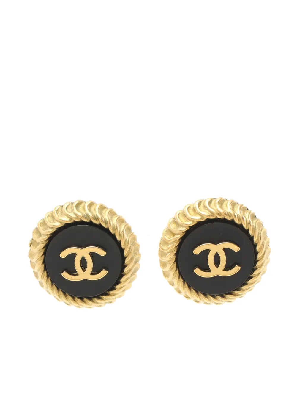 Pre-owned Chanel 1986-1988 Cc Button Clip-on Earrings In 金色