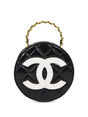 希少 CHANEL シャネル バニティバッグ スクエア ハラコ ココマーク CHANEL Pre-Owned 1994 ココマーク ラウンド バニティ ハンドバッグ