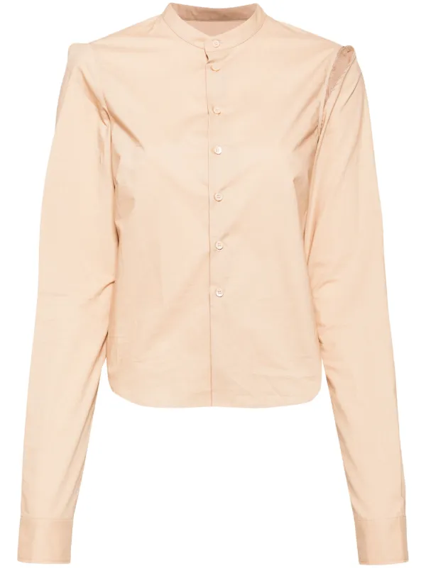 MM6 Maison Margiela Cut-out Cotton Shirt in Brown