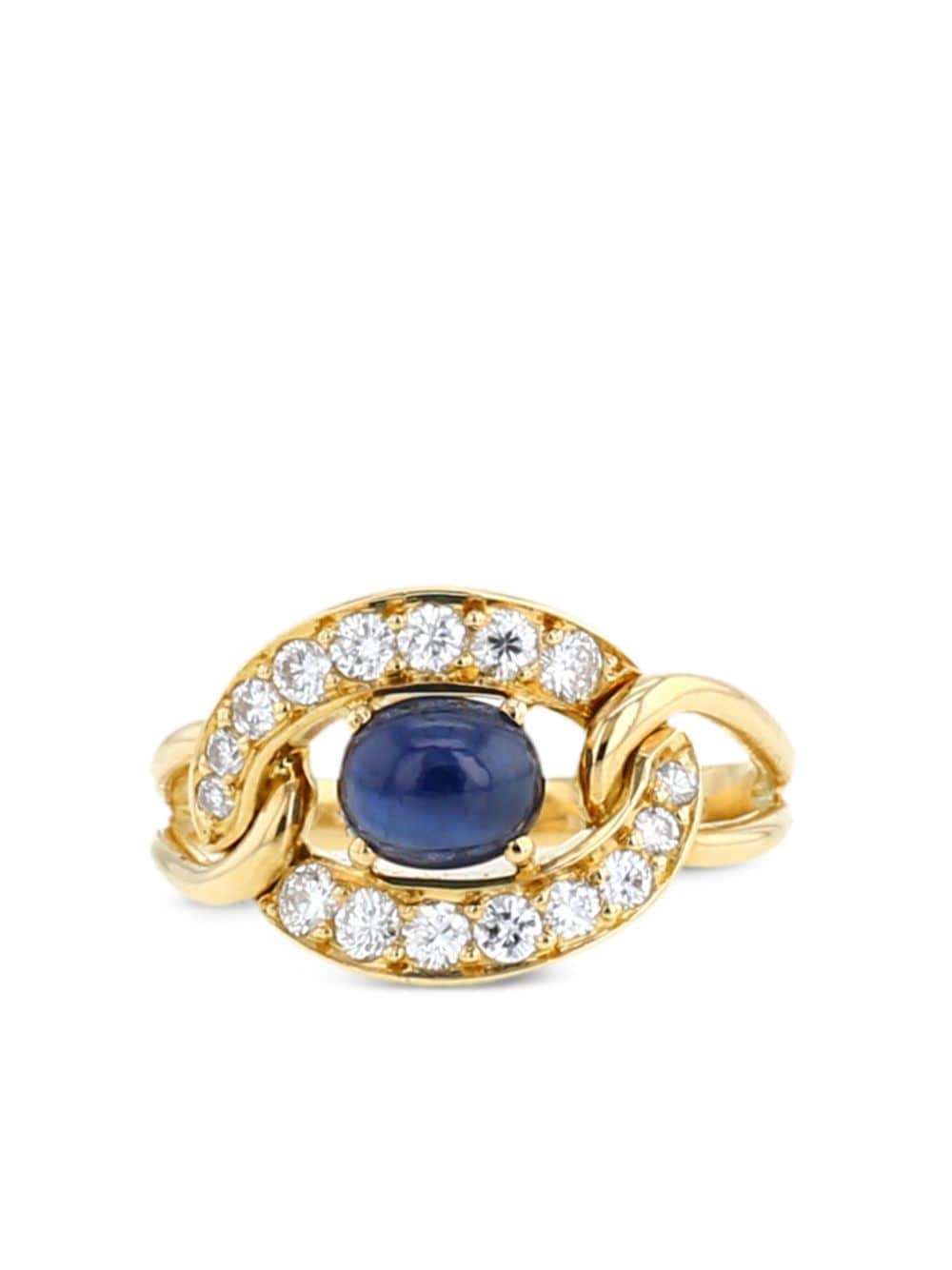 Pre-owned Cartier 1990s Yellow Gold Sapphire And Diamond Ring