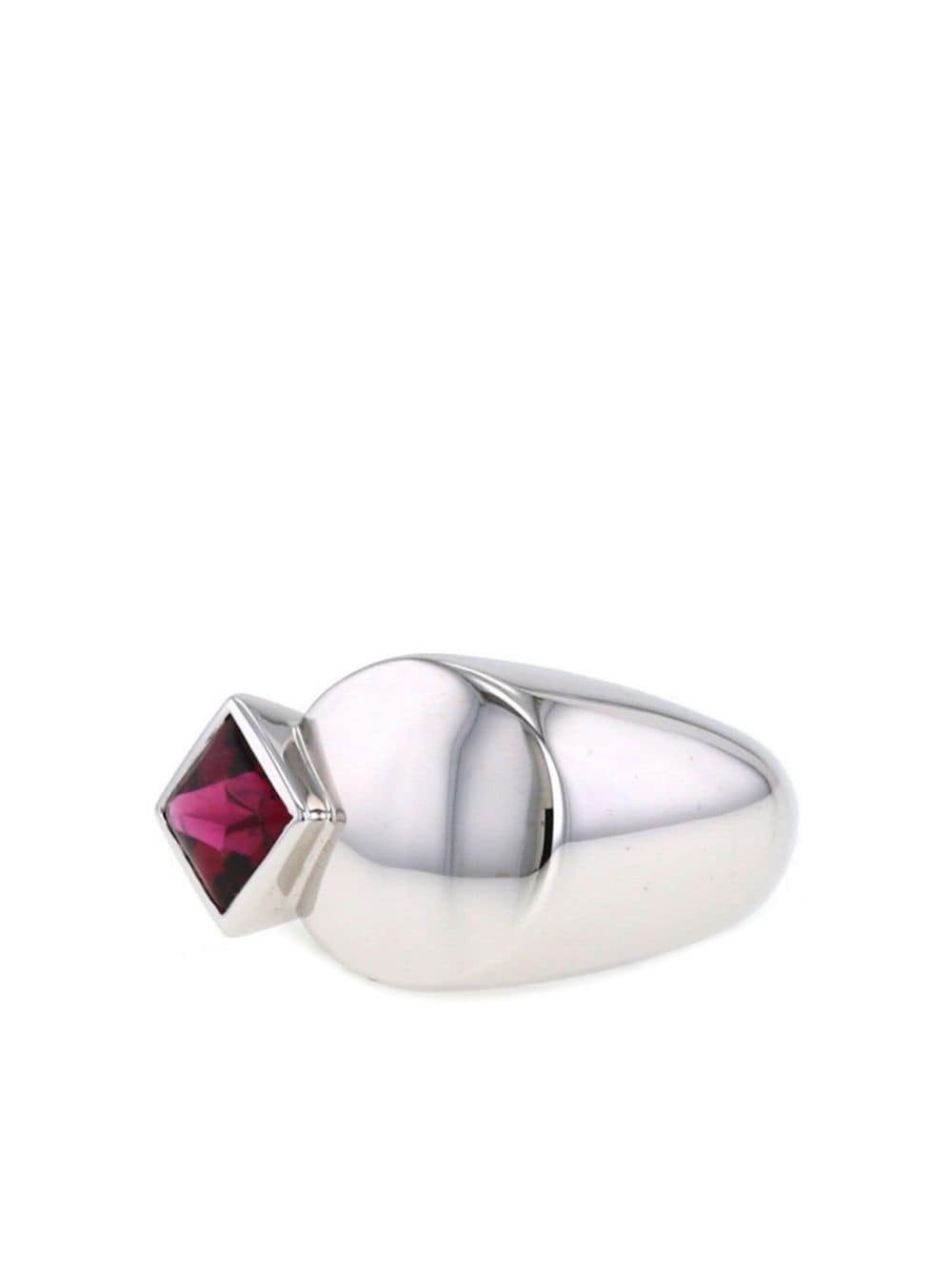 Pre-owned Fred 18kt White Gold Modern Tourmaline Ring In Silver