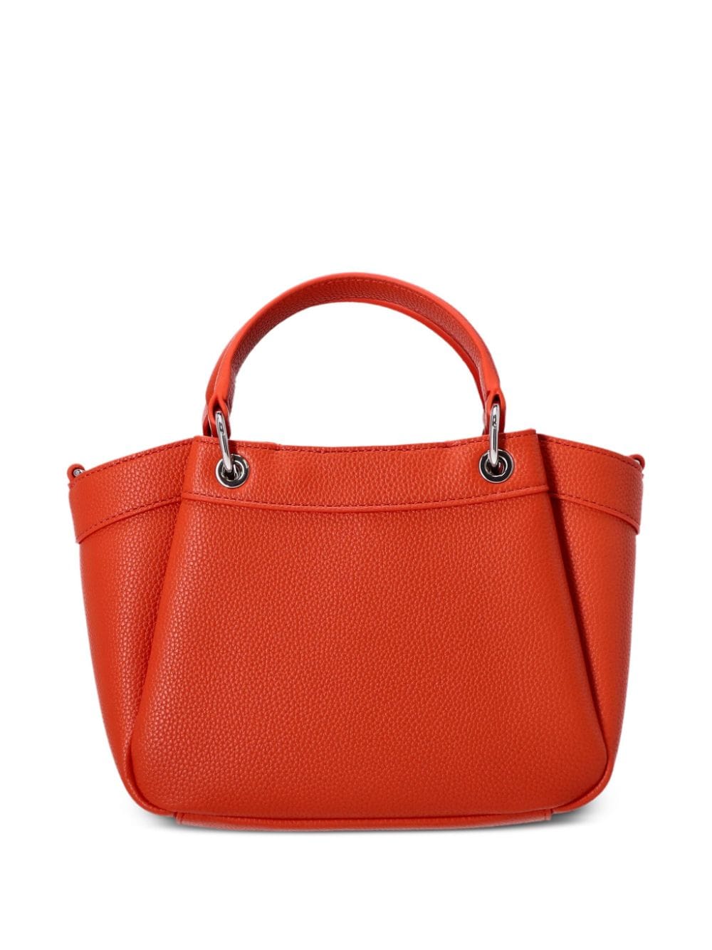 Shop Armani Exchange Pebbled Faux-leather Tote Bag In Orange