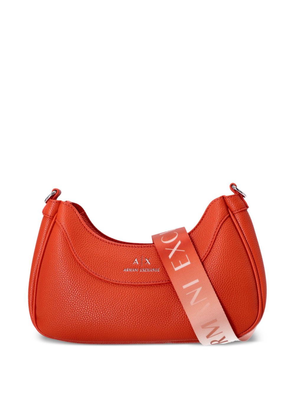 Armani Exchange Debossed-logo Leather Shoulder Bag In Orange