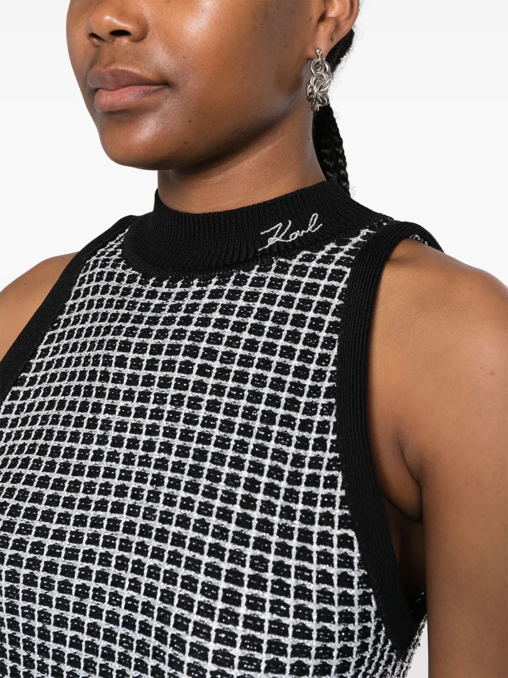 Top Triangle Karl Lagerfeld Monogram Blue - Donna, Riciclato Poliammide/Elastan, Chiusura A Laccio - Foto 7