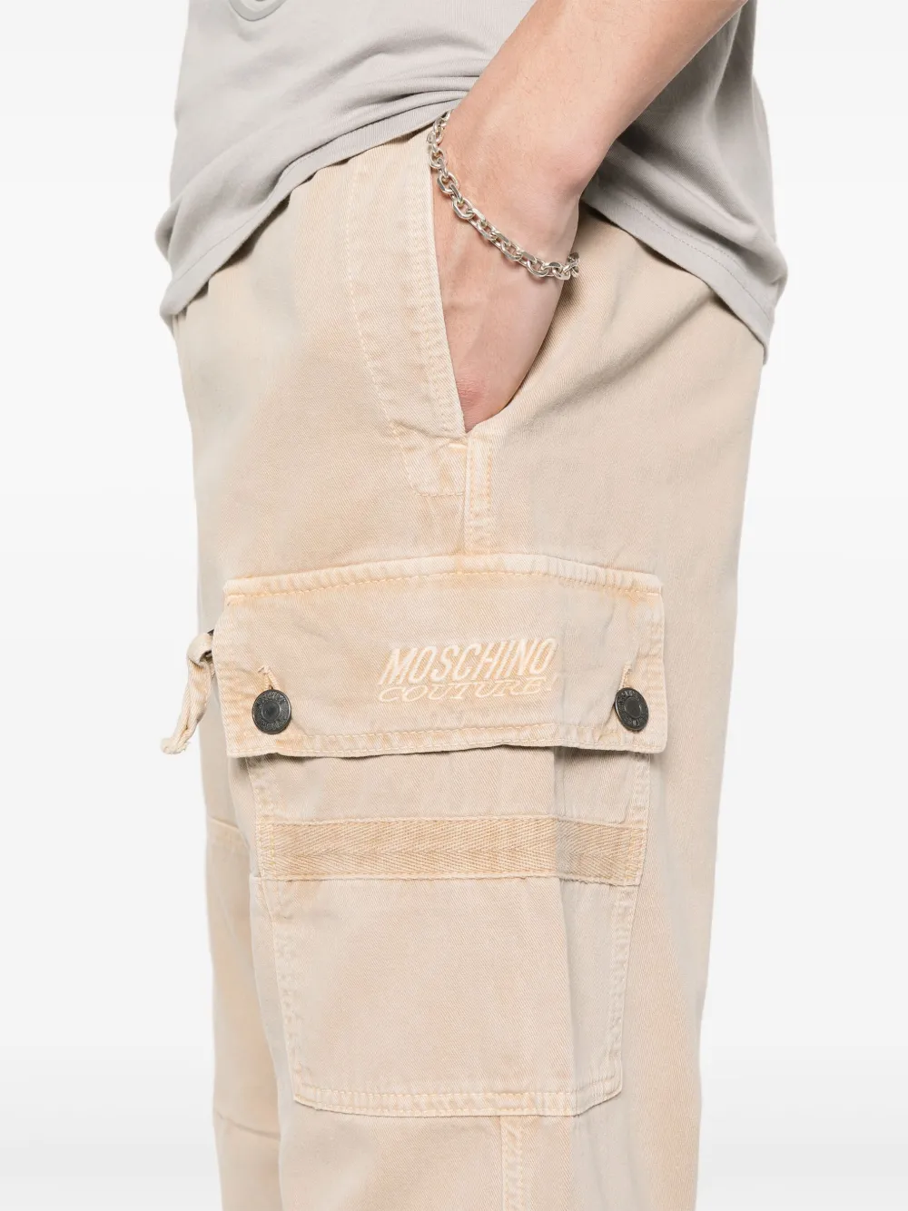 Moschino Broek met geborduurd logo Beige