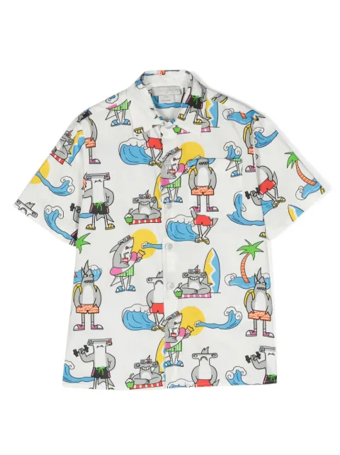 Stella McCartney Kids shark-print cotton shirt