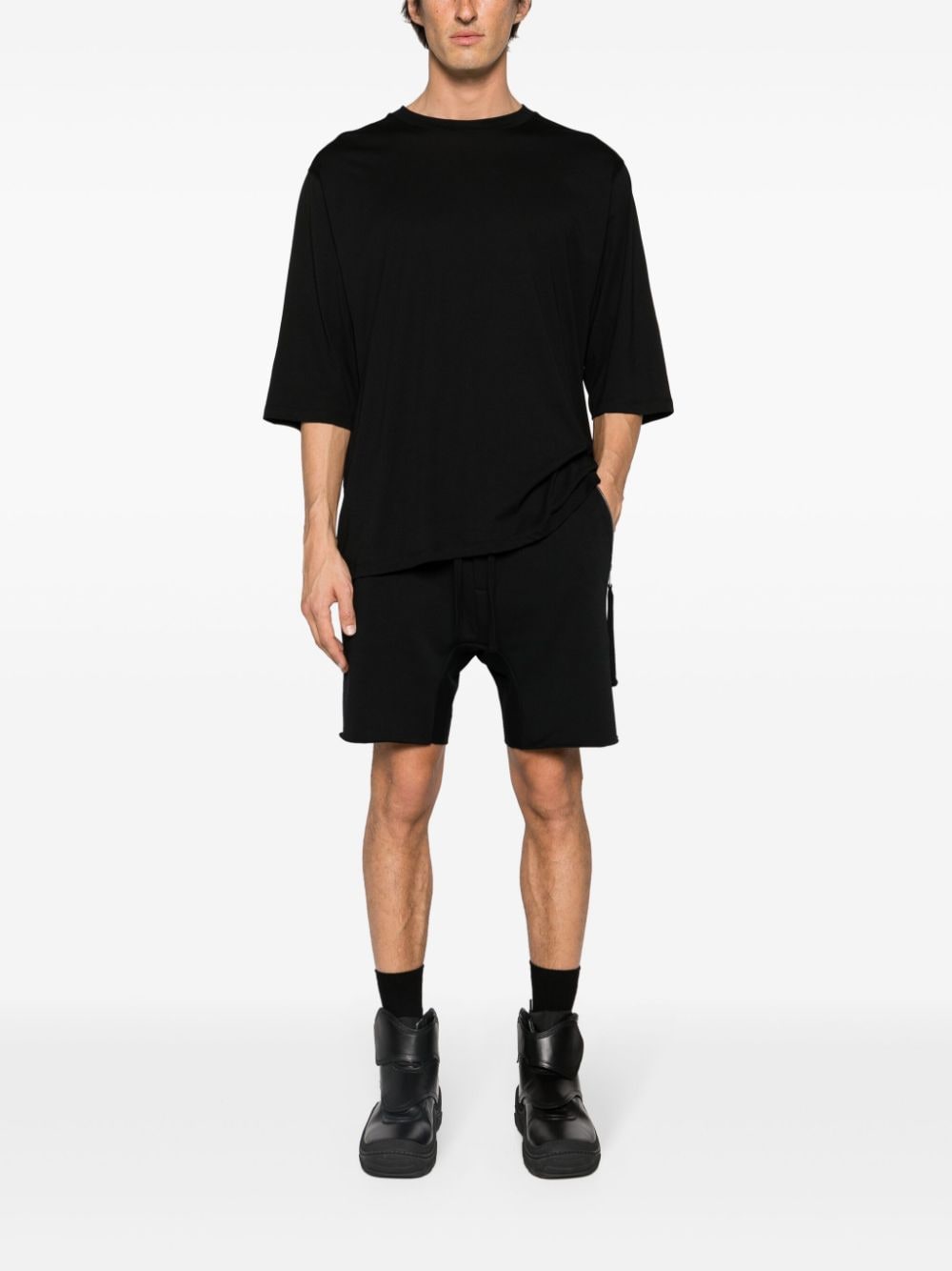 Shop Thom Krom Raw-cut Jersey Shorts In Black