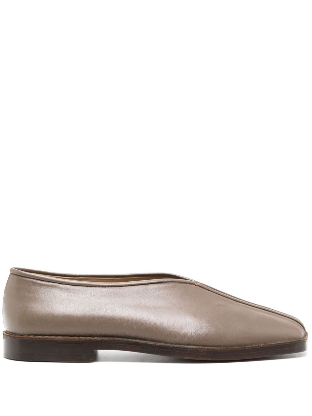 LEMAIRE piped leather slippers - Marrone