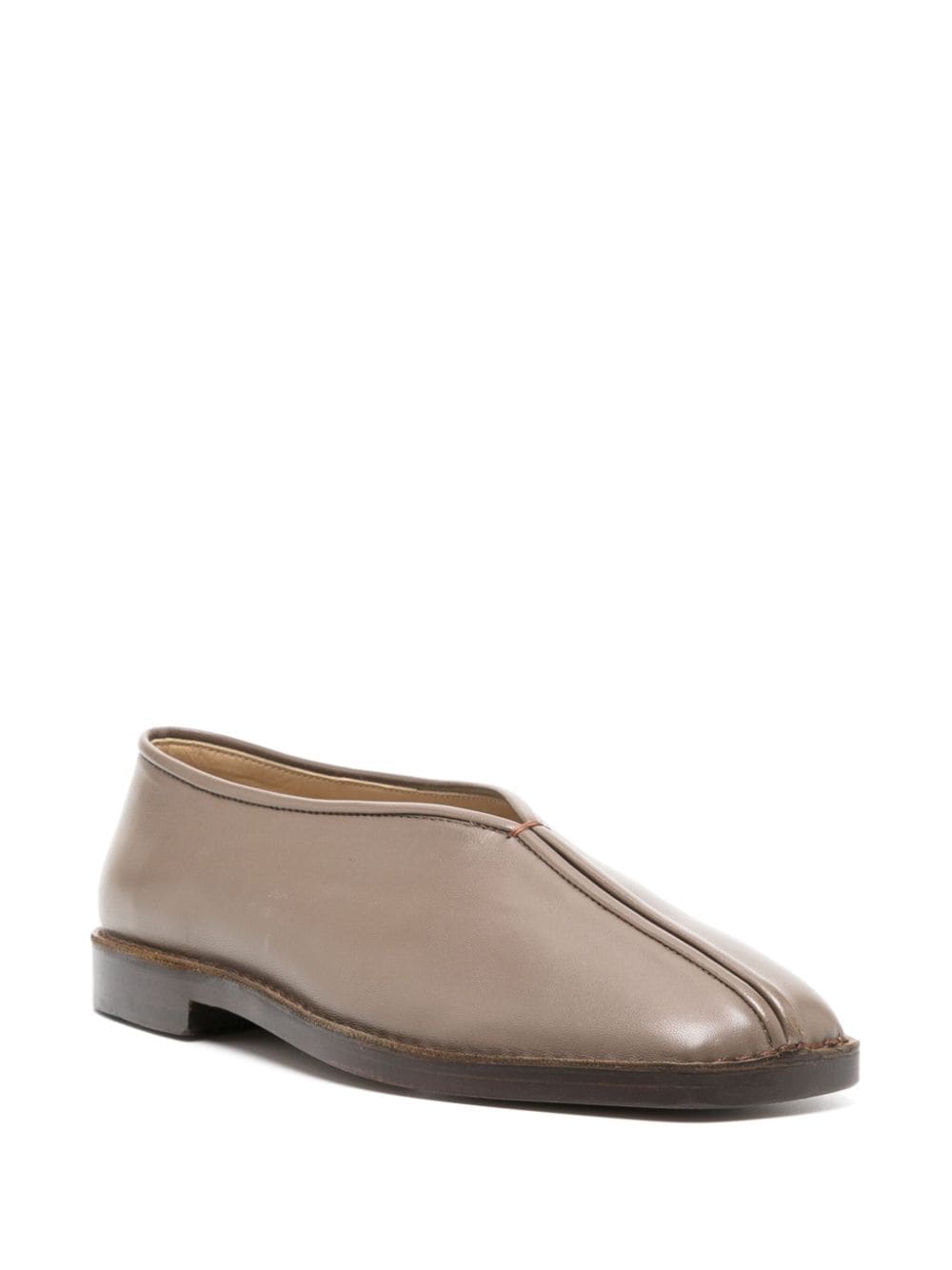 Shop Lemaire Piped Leather Slippers In Brown