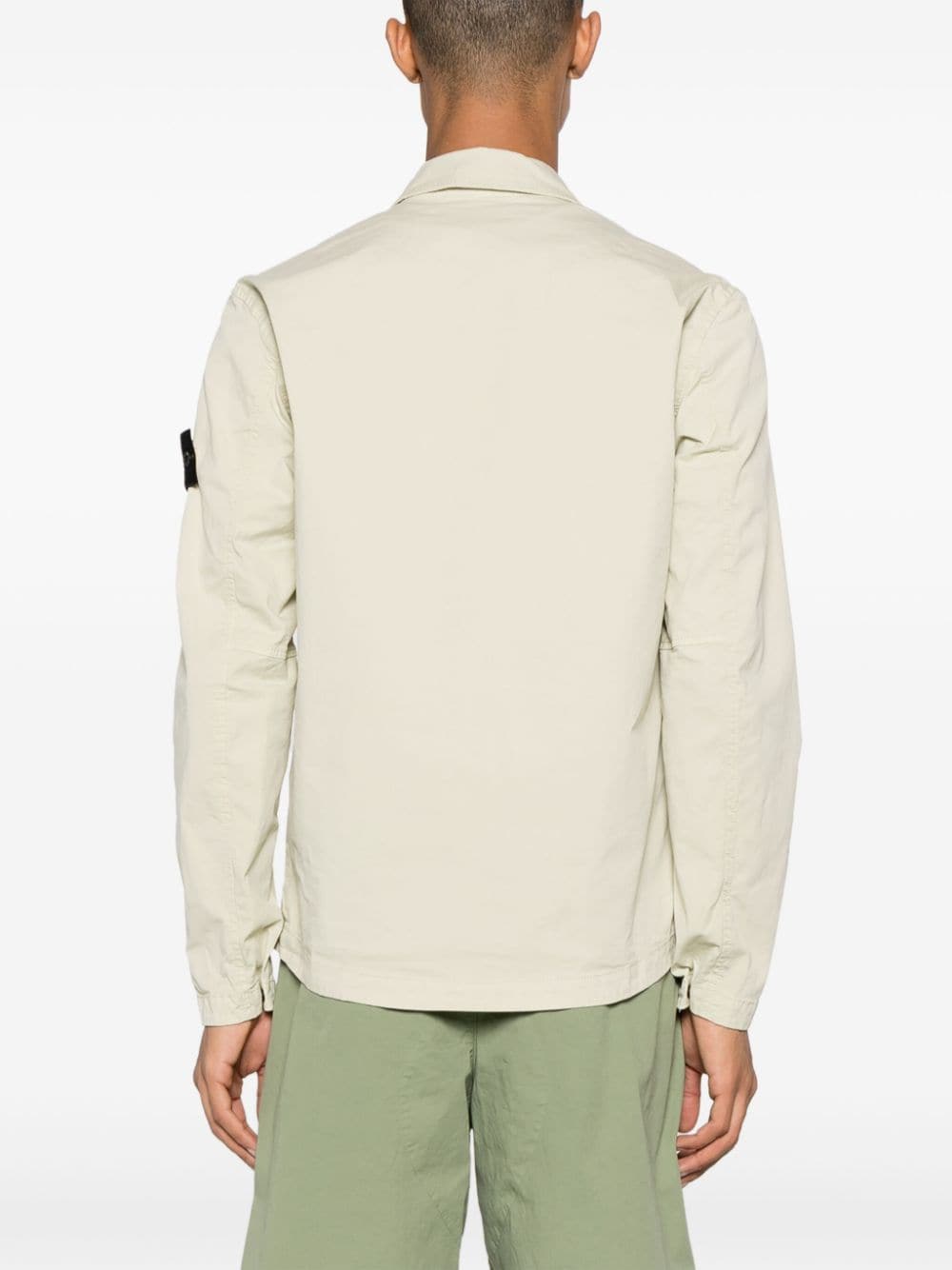 Shop Stone Island Compass-patch Cotton Shirt Jacket In Green