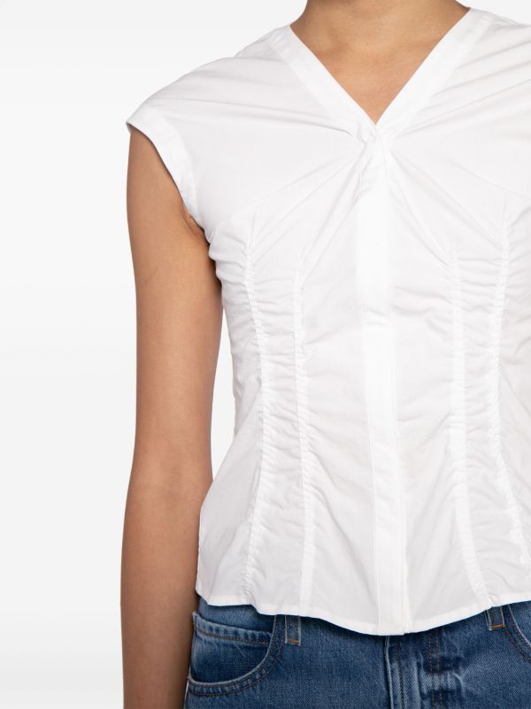 Cap-sleeved top - White - Ladies