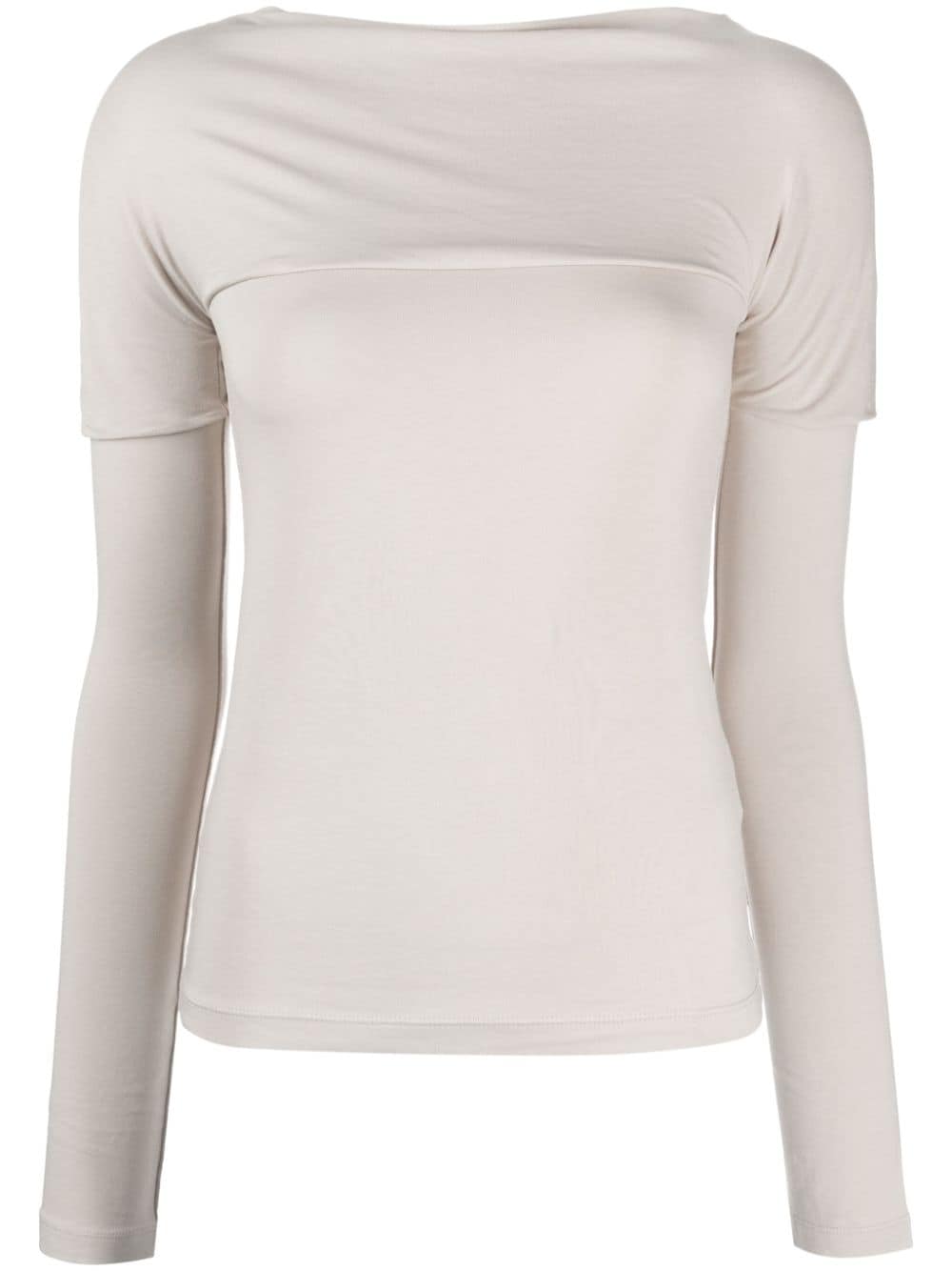 Low Classic Boat-neck Jersey Top In Neutrals