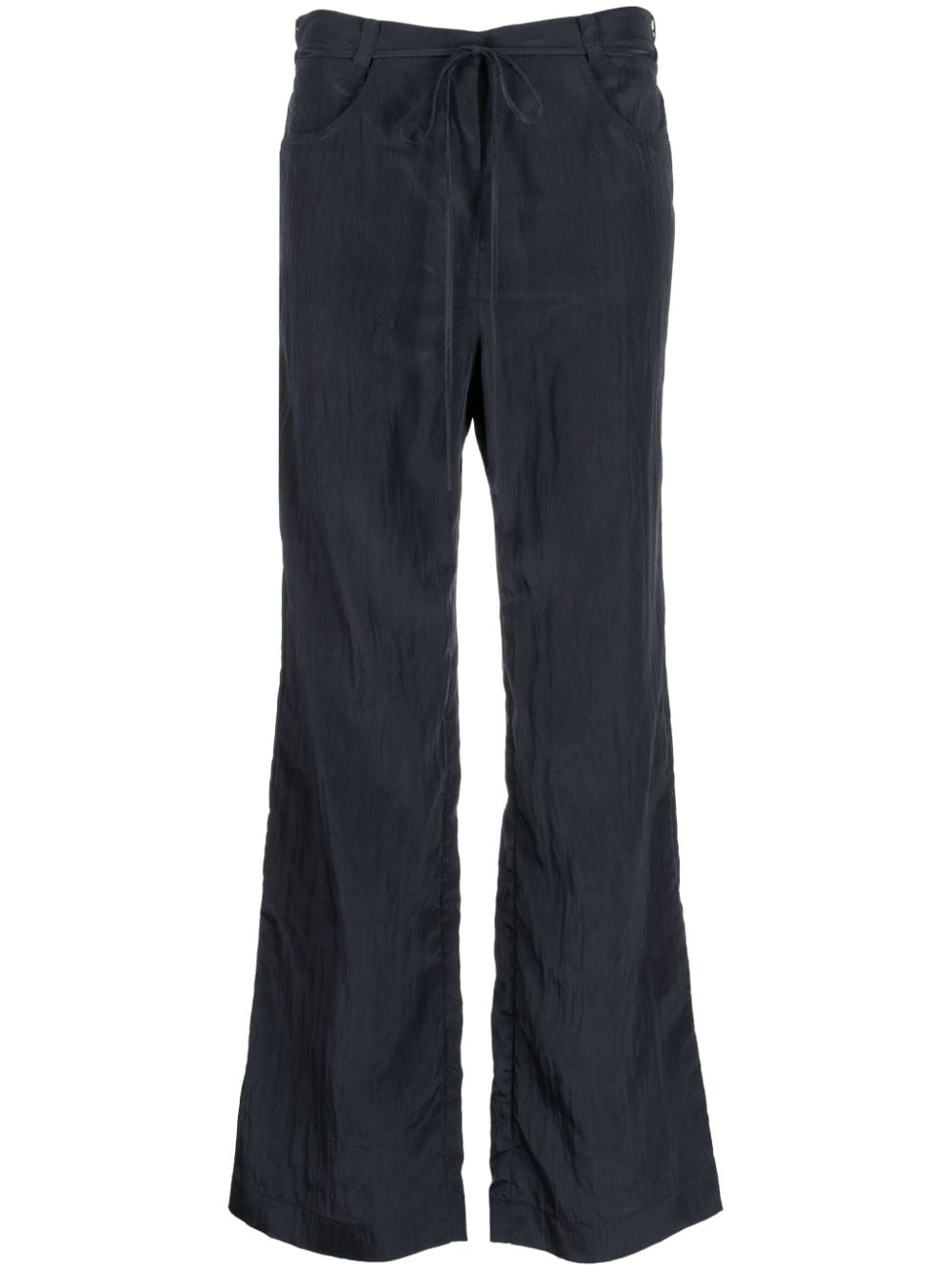 Low Classic Drawstring-waist Crinkled Trousers In Blue