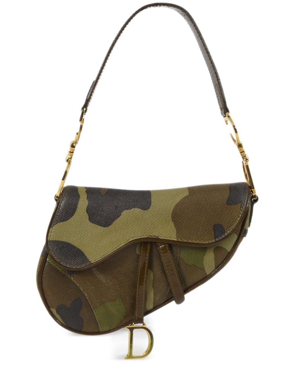 Pre-owned Dior 2000  Mini Saddle Camouflage Handbag In Green