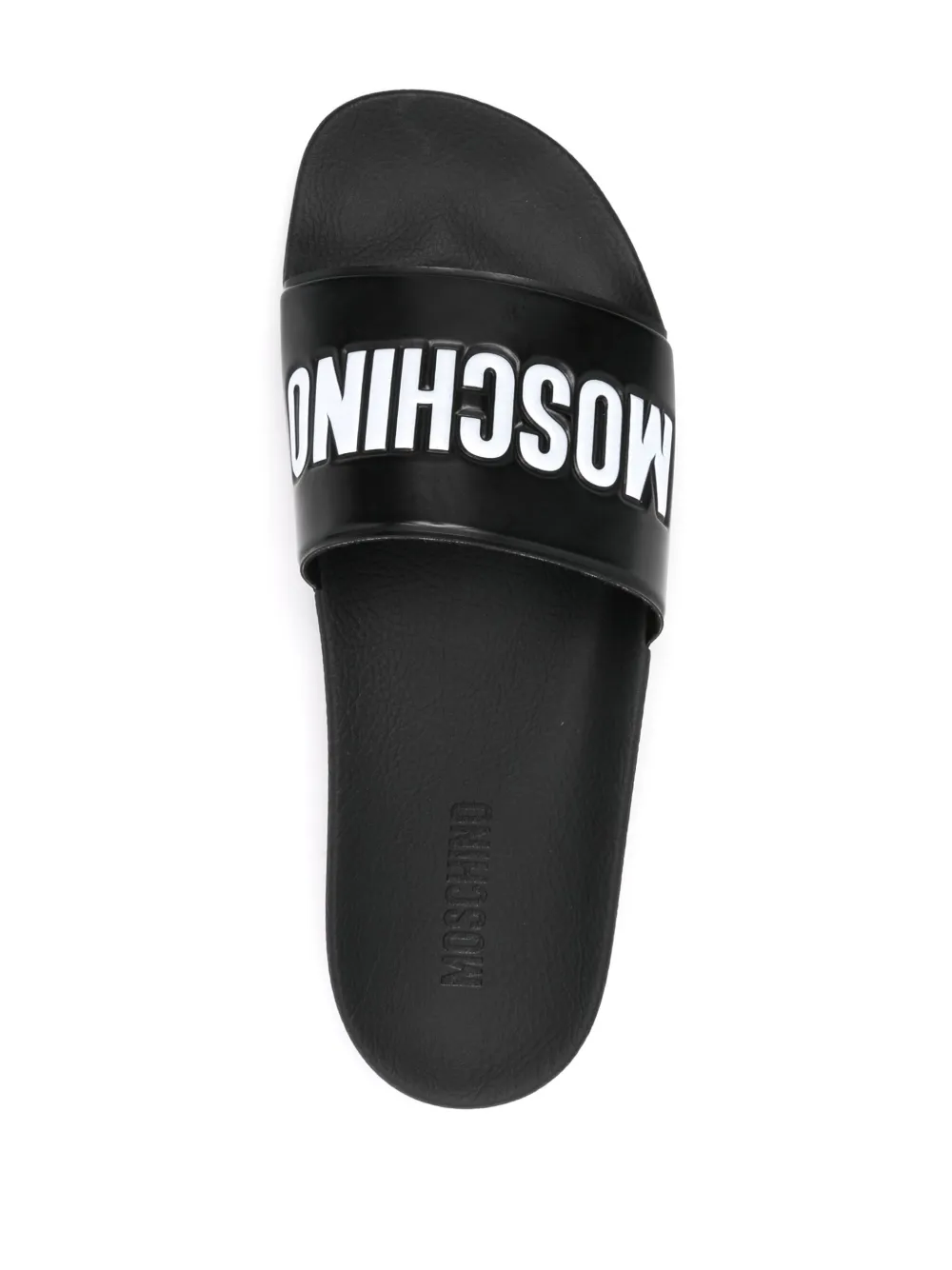 Moschino Slippers met logo-reliëf Zwart