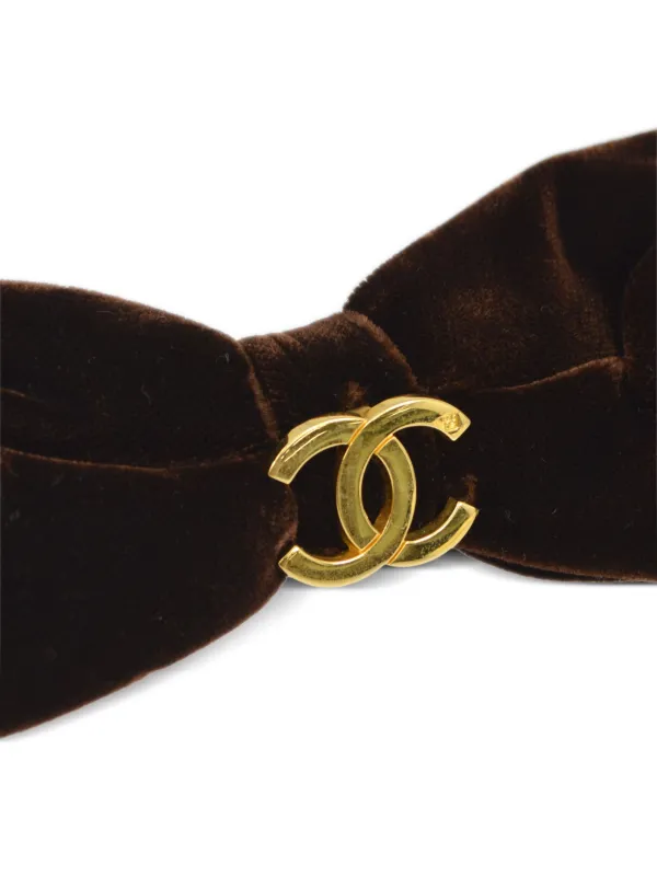 CHANEL Pre-Owned 1990-2000s CC Bow Hair Barrette | Brown  display picture 1