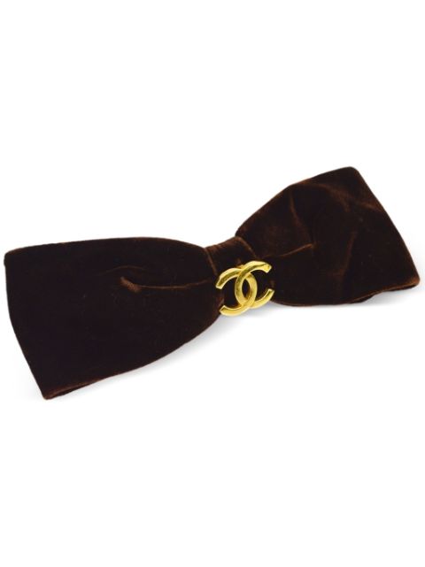 CHANEL 1990-2000s CC bow hair barrette Women