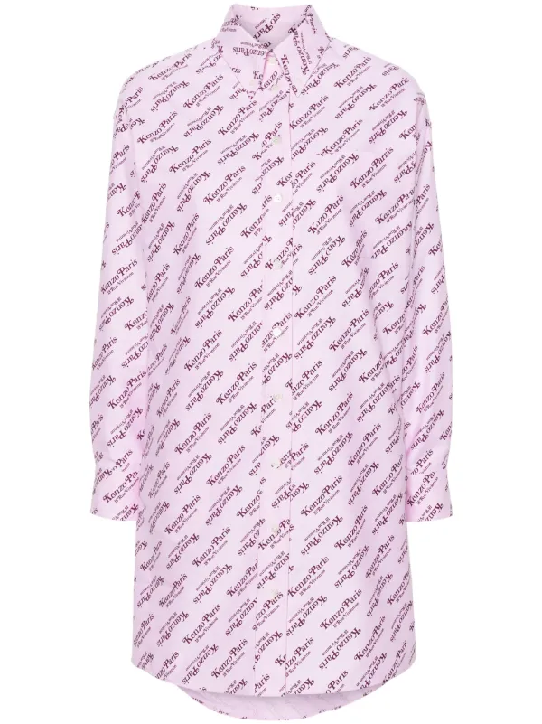 Kenzo x Verdy logo-print Shirt Dress Pink FARFETCH ID