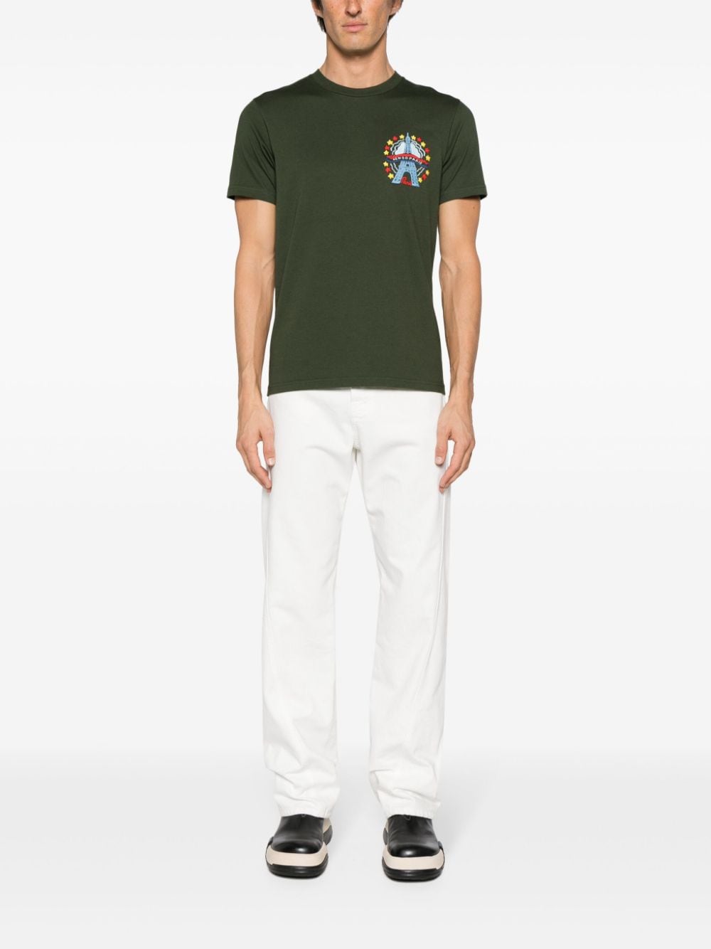 Shop Kenzo Varsity Drawn Logo-embroidered T-shirt In Green