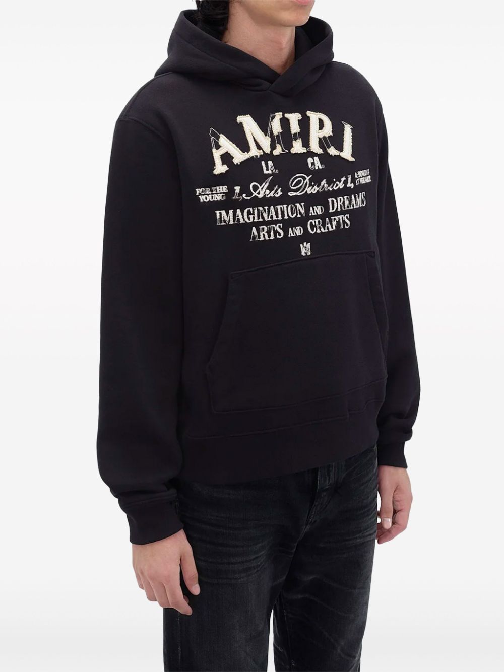 Shop Amiri Logo-print Cotton Hoodie In Black