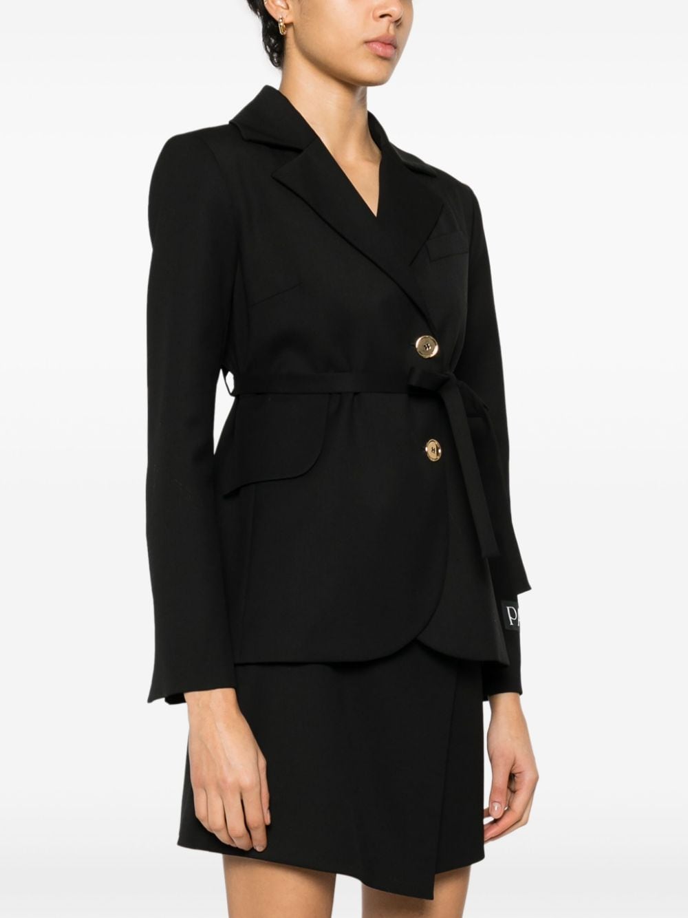 Shop Patou Belted Tailored Blazer In Black