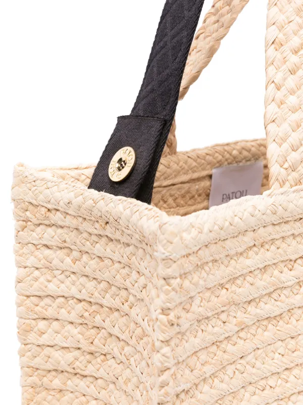 トートバッグ Patou Structured Raffia Tote Bag With Intricate Detailing Patou Structured Raffia Tote Bag With Intricate Detailing