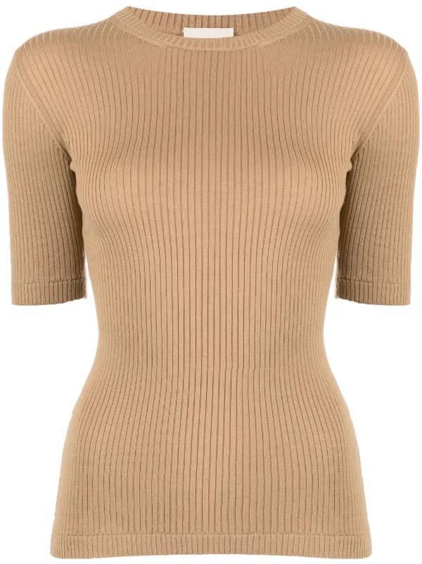 Khaite The Ange Rib-knit Top in Brown