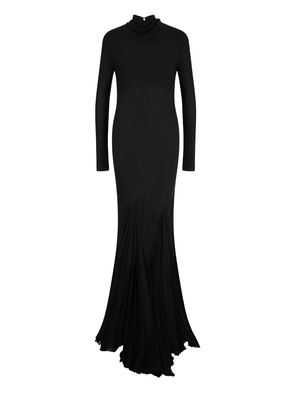 Khaite Pleated Open-back Silk Dress In Black