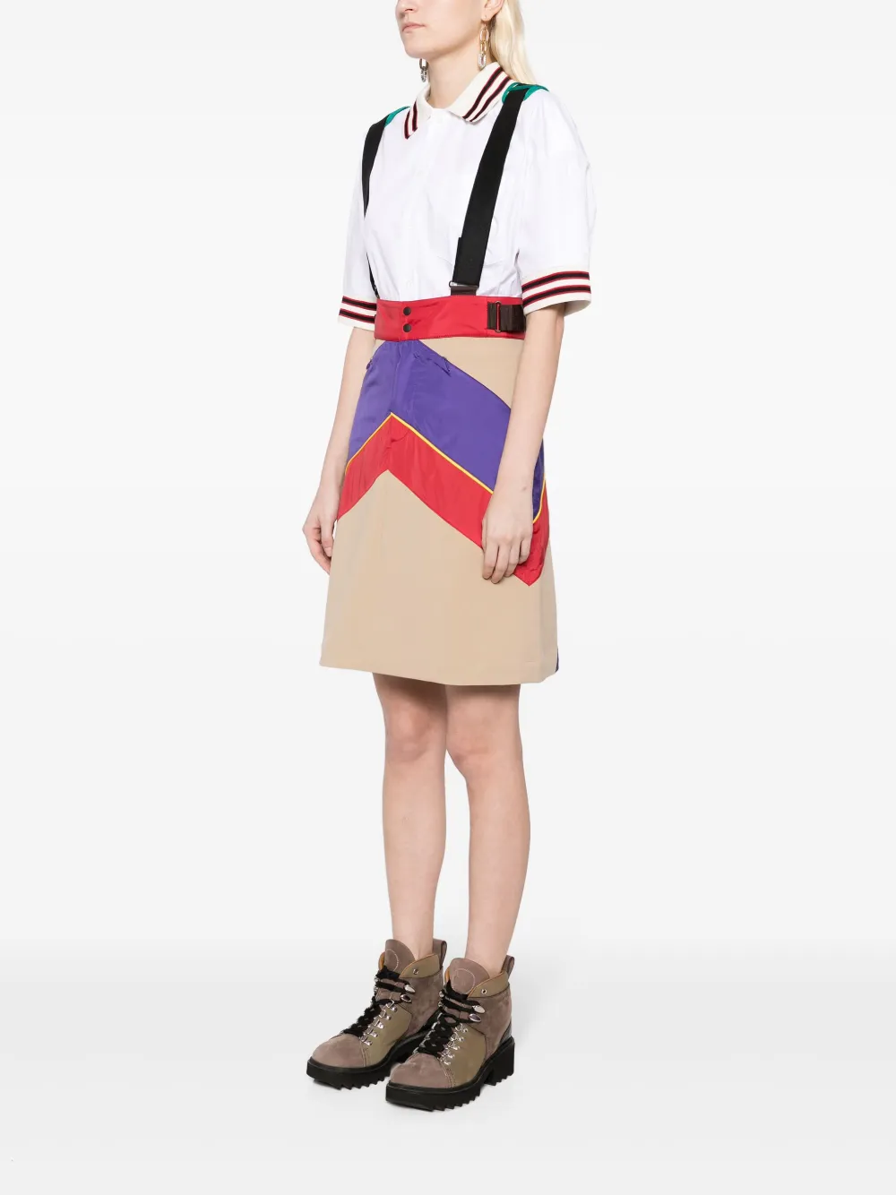 Shop Kolor Colour-block Dungaree Dress In Multicolour