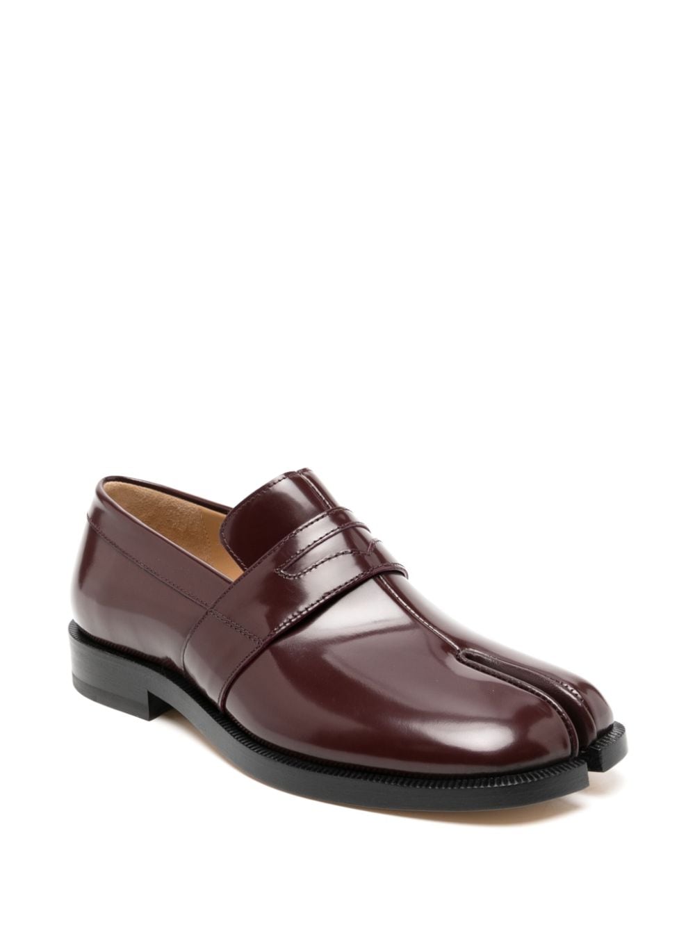Shop Maison Margiela Tabi Leather Loafers In Red
