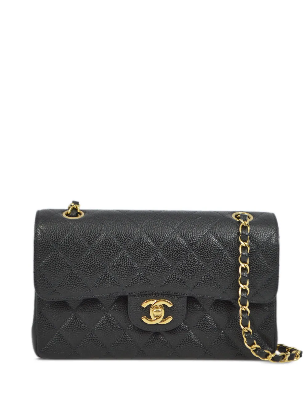 Pre-owned Chanel 2003 Small Double Flap Shoulder Bag In Black