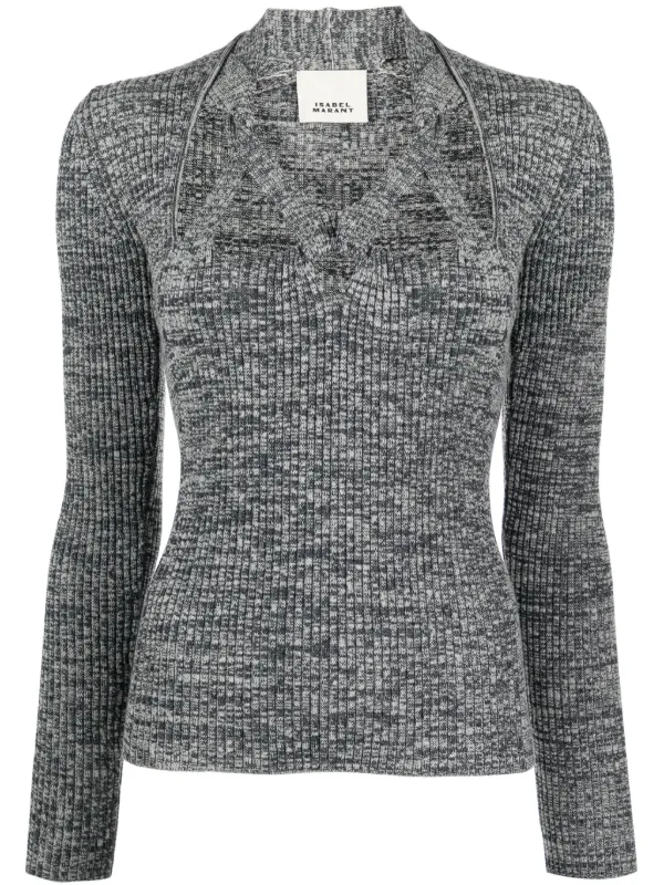 Isabel Marant Zoria Knitted Top in Grey