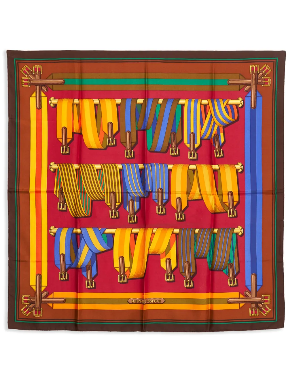 Hermès preowned Les Sangles Silk Scarf Farfetch