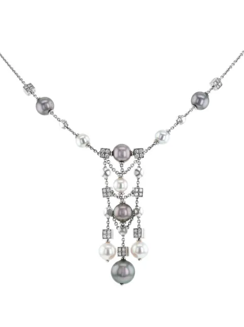 Bvlgari Pre-Owned قلادة 'لوسيا' ذهب أبيض عيار 18 مرصعة بألماس ولؤلؤ من عقد 2010