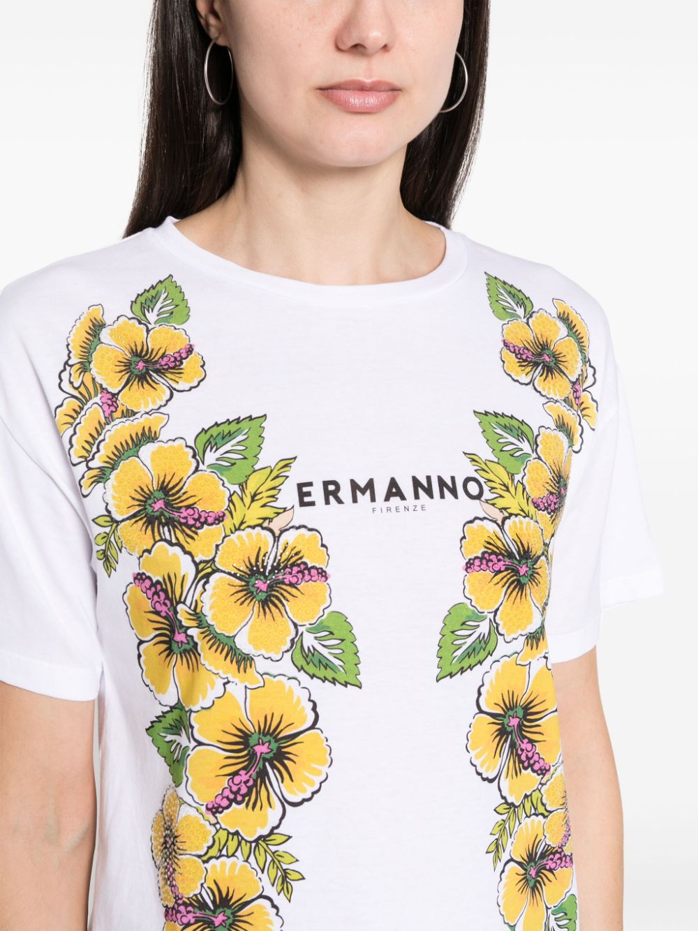 Shop Ermanno Firenze Logo-print T-shirt In White