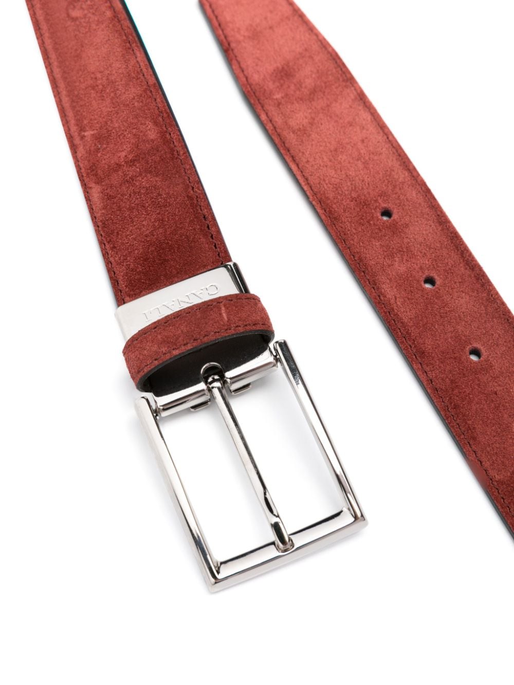 Shop Canali Suede Buckle Belt In Red