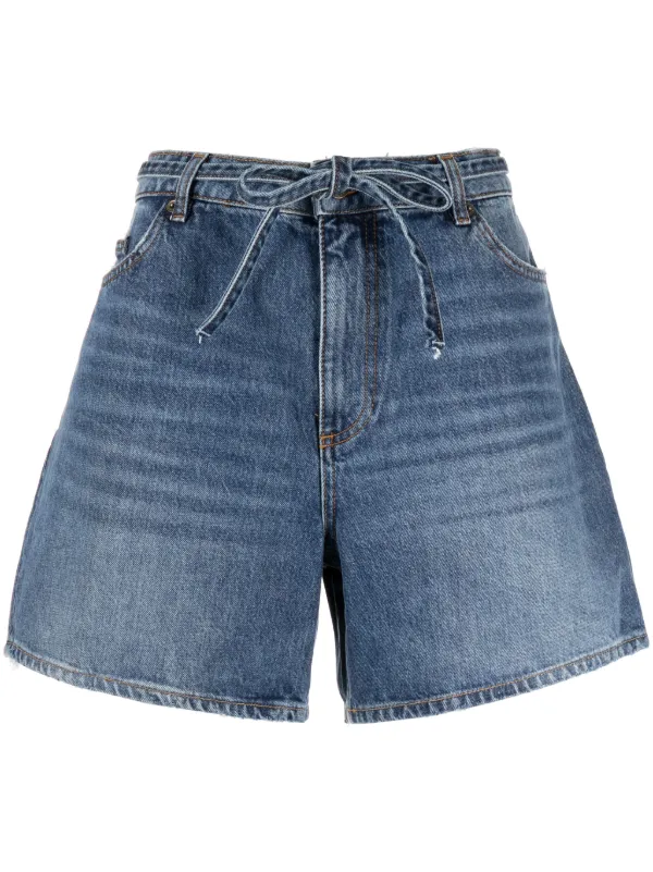Ba Sh Macha drawstring waist Denim Shorts Farfetch