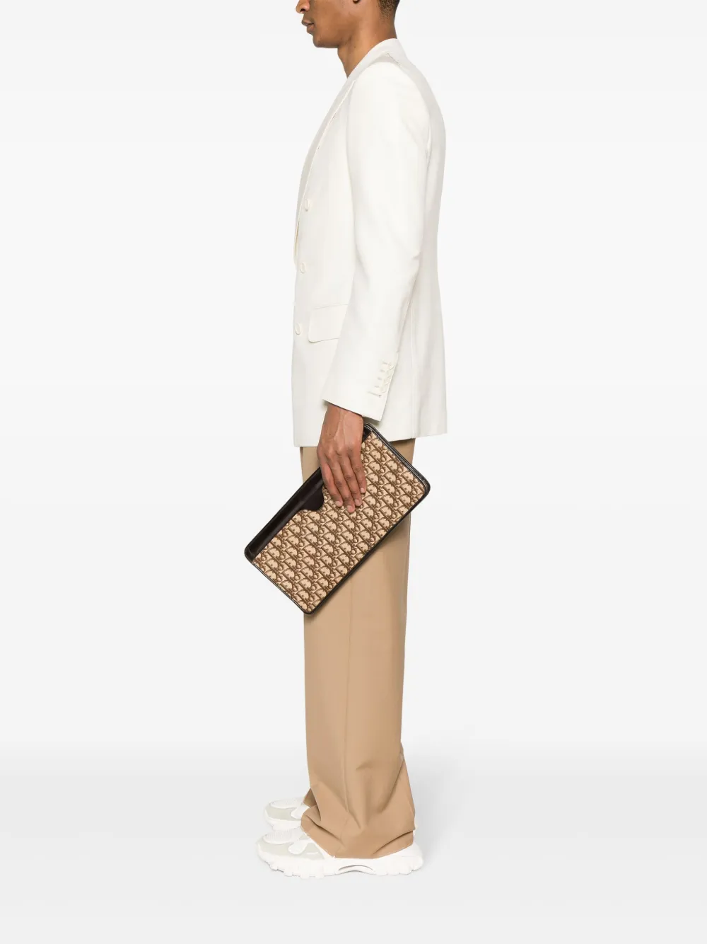 Christian Dior Pre-Owned 1970 pre-owned XL leren clutch - Bruin
