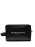 Off-White Quote leather make-up bag - Black