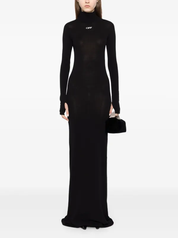 ワンピース Off-White Black mesh long dress (OWHI089S23KNI001 1040) Off-White Off Stamp Slick Maxi Dress | Black | FARFETCH JO