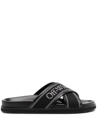 Off White Cloud logo embroidered Slides Black FARFETCH