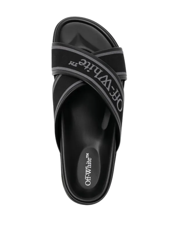 Off White Cloud logo embroidered Slides Black FARFETCH AO