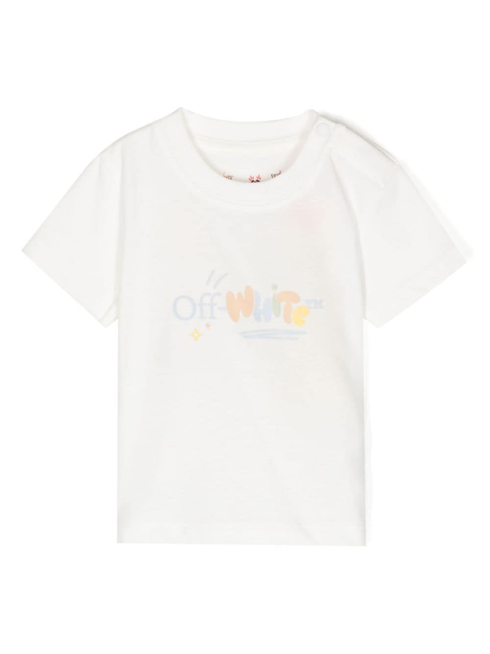 Off-white Babies' Logo印花棉t恤 In Weiss