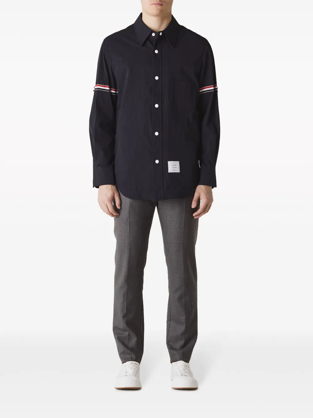 Thom Browne Popeline overhemd met RWB armband - Blauw