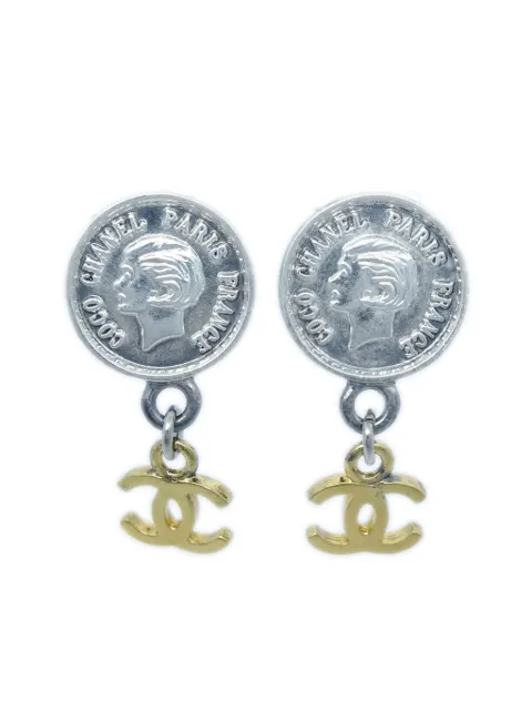 CHANEL Pre-Owned 1996 Mademoiselle CC-logo dangle clip-on earrings