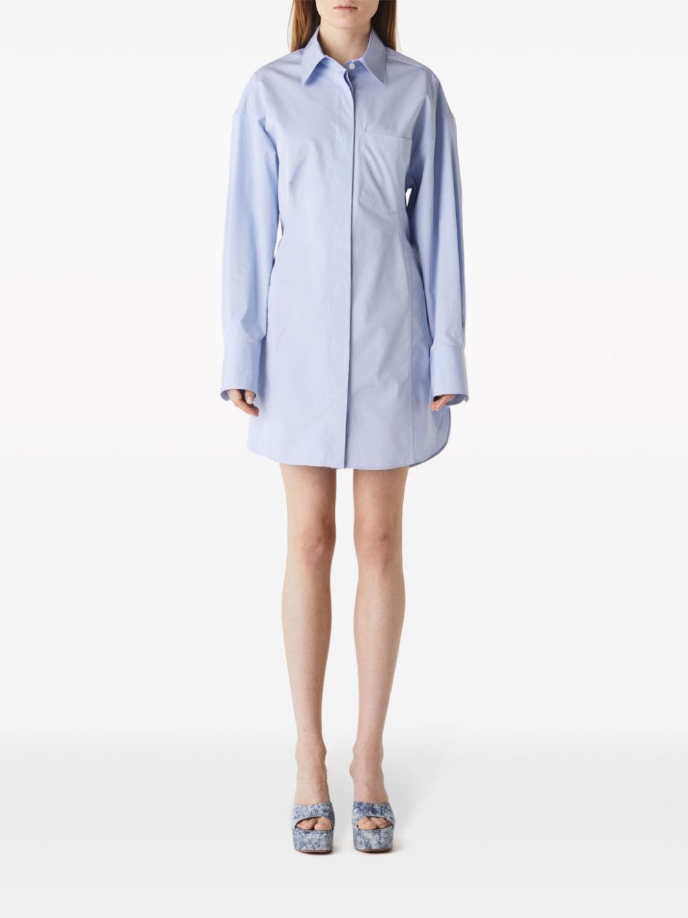 Shop Stella Mccartney Cotton-poplin Shirt Dress In Blue