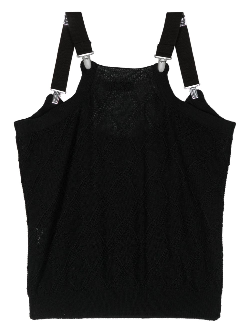 Y's knitted suspender top - Zwart