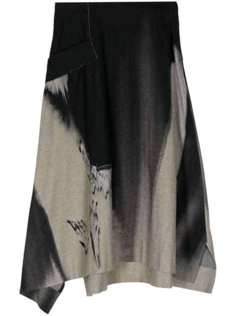 Y's abstract-print cotton skirt